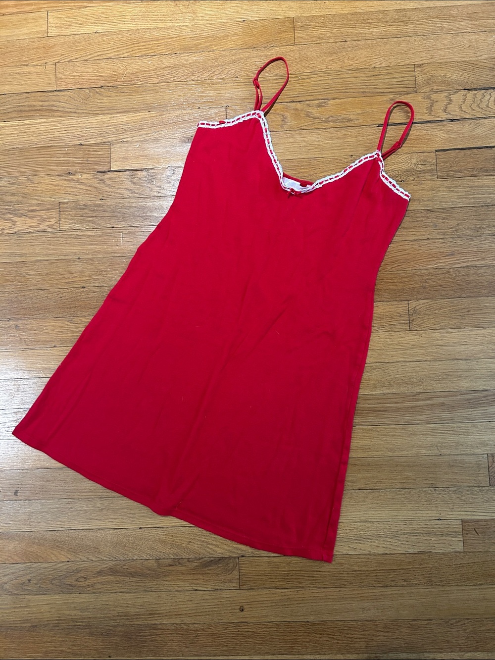 Victoria's Secret Red Lace-Trim Knit Slip